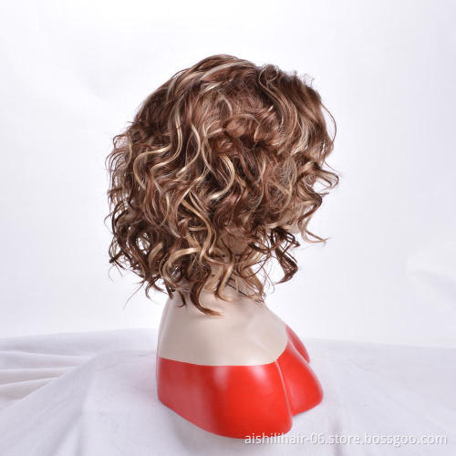 Aishili best-selling gold synthetic hair body deep wave hair female high quality Medium Wigs